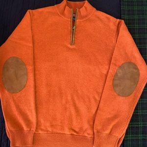 Men’s M Vineyard Vines orange knit pullover w/ leather elbow patches
